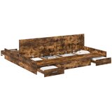  Krevet s ladicama Dimljeni hrast 200 x 200 cm Konstruirano drvo | shoptok.hr
