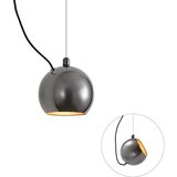 QAZQA Design hanglamp donker chroom voor railsysteem 1-fase - Slimline Sara Cene