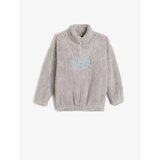Koton Plush Sweatshirt with Half-Zip Detail Stand-Up Collar with Embroidered Elastic Waist and Cuffs. Cene