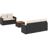  6-dijelni set vrtnih sofa s jastucima crni od poliratana | shoptok.hr