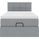 vidaXL Otomanski posteljni okvir z vzmetnico siv 90x200 cm blago | Shoptok.si