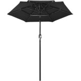  Vrtni suncobran s 3 razine i aluminijskim stupom 2 m crni | shoptok.hr