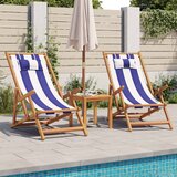  The Living Store Zložljivi stoli za plažo 2 kosa belo in modro blago trden les - Stol Za Plažo, (21493620) | Shoptok.si