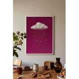 Wallxpert uramljena slika 115233, beli oblak sa zlatnim kapima kiše na ciklama pozadini, 50 x 70 cm, beli ram | Eponuda.com