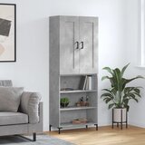 vidaXL Visoka komoda betonsko siva 69,5x34x180 cm inženirski les | Shoptok.si