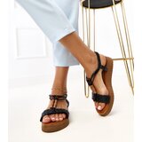 Gemre Black sandals with braided strap Keraya | Shoptok.si