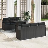 vidaXL 7-delna vrtna sofa set z blazinami črna poli ratan | Shoptok.si