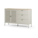 Marckeric Kremno bela/v naravni barvi kovinska komoda 140x90x40 cm Sayla – | Shoptok.si