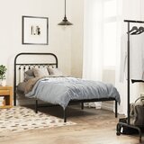 Maison Chic Kovinski Posteljni okvir - Enojna postelja - Postelja za odrasle z vzglavjem črn 90x200 cm, (21694075) | Shoptok.si