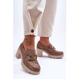 Boto Elegant shoes on a pillar with a golden decoration beige Harmell | Shoptok.si