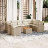vidaXL 10-dijelni set vrtnih sofa s jastucima bež od poliratana | shoptok.hr