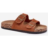 Boto Suede Slippers On Cork Sole With Buckles Camel Tavira | Shoptok.si