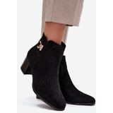 Boto Insulated Women's Ankle Boots on Heel with Gold Detail Black Renora | shoptok.hr