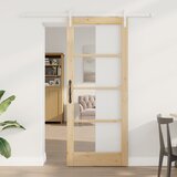 vidaXL Drsna vrata s kompletom opreme 'ORKDAL'Trden les & Steklo, Notranja vrata s steklom 'ORKDAL'83x202x4 cm Trden borov les Cene