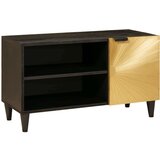 vidaXL TV ormar Crna i zlatna 80 x 33 x 46 cm masivno drvo manga | shoptok.hr