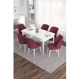 Hanah home Eva - White, Burgundy WhiteBurgundy Extendable Dining Table & Chairs Set (7 Pieces) | ePonuda.com