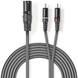Nedis COTH15200GY15, Balansirani audio kabl, XLR 3-pinski muški, 2x RCA muški, Niklovani, 1,50 m, PVC | Eponuda.com