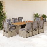  The Living Store Vrtna jedilna garnitura 9-delna z blazinami bež poli ratan - Vrtna Jedilna Garnitura, (21469693) | Shoptok.si