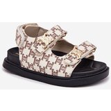 Boto Children's Velcro Sandals With Golden Details Beige Cavina | Shoptok.si