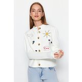 Trendyol Ecru Embroidery Detailed Knitwear Cardigan Cene