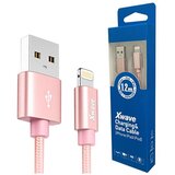 X Wave kabl usb iphone 1.2M 3A,lightning aluminium,upleteni,rose gold mesh Cene