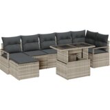  8-dijelni vrtni set sofa s jastučićima u svjetlosivoj boji od poly ratana | shoptok.hr
