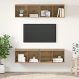 vidaXL Stenski TV kabinet s polico 4 pcs artisan hrast 37 x 37 x 72 cm u