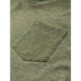 Ombre Men's cotton V-neck knit t-shirt with washed effect - olive | shoptok.hr