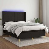  Krevet box spring s madracem LED crni 140x200 cm od tkanine Cijene