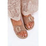 Boto Women's Platform Sandals With Gold Buckle Dark Beige Selira | Eponuda.ba
