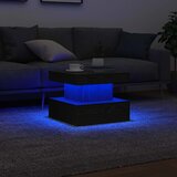 vidaXL Klubska mizica z LED lučkami črni hrast 50x50x40 cm Cene