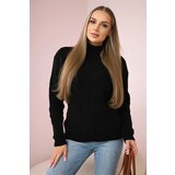 Kesi Sweater with decorative knitting in black color | Shoptok.si