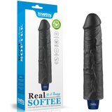 Lovetoy Real Softee Rechargeable Vibrating Dildo 9.5" Black | shoptok.hr