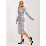 Fashion Hunters Light gray elegant set with a blazer with a belt