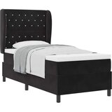 Box spring krevet s madracem Crna 200 x 100 cm Baršun - Crna 100 x 200 cm Kristal s dugmadima | shoptok.hr