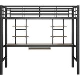 Lumor Postelja z mezzanine 90x200 cm - S pisalno mizo in policami - Leseni okvir - Črna, (22156316) | Shoptok.si