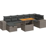 vidaXL Vrtna sedežna garnitura 5-delna z blazinami poli ratan/akacija | Shoptok.si