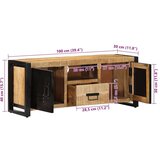 vidaXL TV omarica 100x30x40 cm Masivni neobdelan les Mango | Shoptok.si