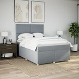  Krevet box spring s madracem svjetlosivi 140x200 cm od tkanine Slike