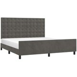 Posteljni okvir z vzglavjem temno siv 160x200 cm žamet, (20788581) | Shoptok.si