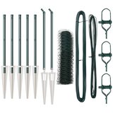 vidaXL heksagonalna ograja Zelena 0.4x10 m Jeklo, ograjni stebri s konico 7 kos Ø32 mm 60 cm Galvanizirano jeklo | Shoptok.si