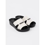 GOODIN White and black flip-flops on a low wedge | Shoptok.si