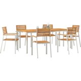  Blagovaonski stol i stolice u vrtu od 7 komada od čvrstog bagremovog drva | shoptok.hr