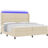  LED Box Spring Krevet s uzglavljem Krema 200 x 200 cm tkanina | Eponuda.com