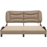  Posteljni okvir z LED lučkami kapučino 160x200 cm umetno usnje | Shoptok.si