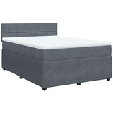 vidaXL Box spring postelja z vzmetnico temno siva 140x200 cm žamet, (21321195) | Shoptok.si