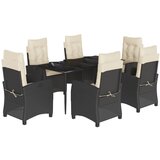 vidaXL 7-dijelni vrtni blagovaonski set s jastucima crni od poliratana | shoptok.hr