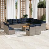  14-dijelni set vrtnih sofa od poliratana s jastucima sivi | shoptok.hr