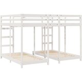  Okvir trojne postelje Bela 160 x 200 cm Masivno borovo les, (5000102429) | Shoptok.si