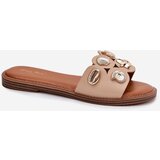 Boto Women's Flat Sandals With Golden Pins Beige Nalothiel | Shoptok.si